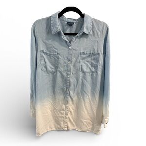 J. Jill Denim Ombré Long Sleeve Button Down Blouse- Size Medium